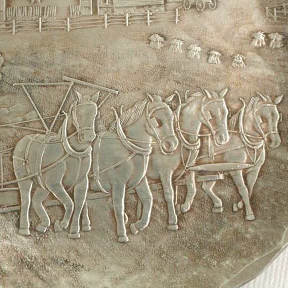 Wendell August Forge Coasters Amish Horse Coming Home Fall Harvest Aluminum - Picture 7 of 12